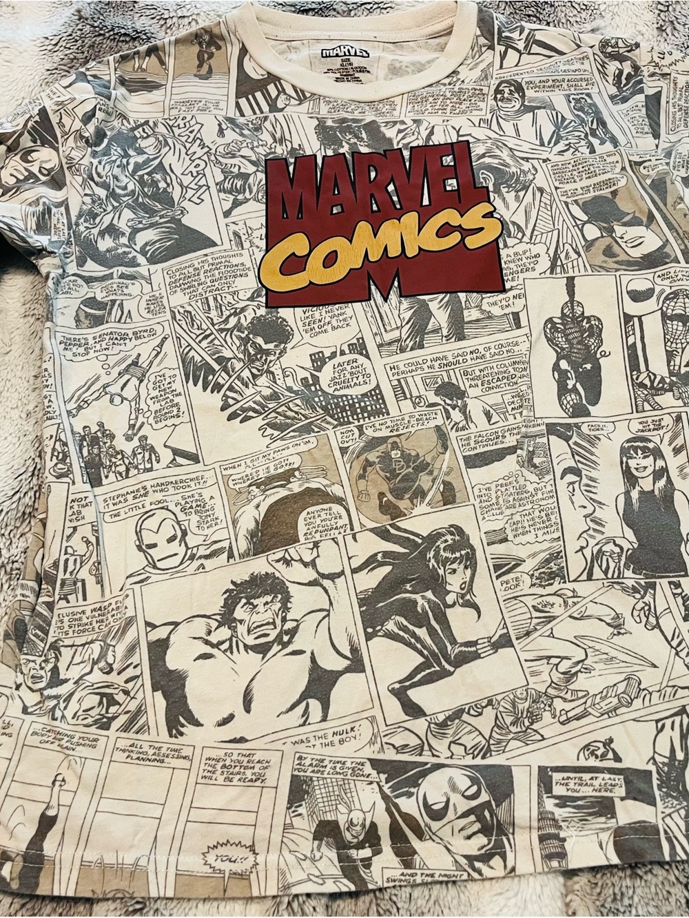 Marvel Kids Short Sleeve Tee - White with Red & Yellow Logo